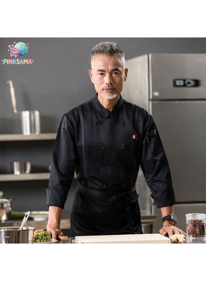 PINKSAMA Chef Uniform Suitable For Hotel Western Restaurant Apron Suit Long Sleeves - Image 1