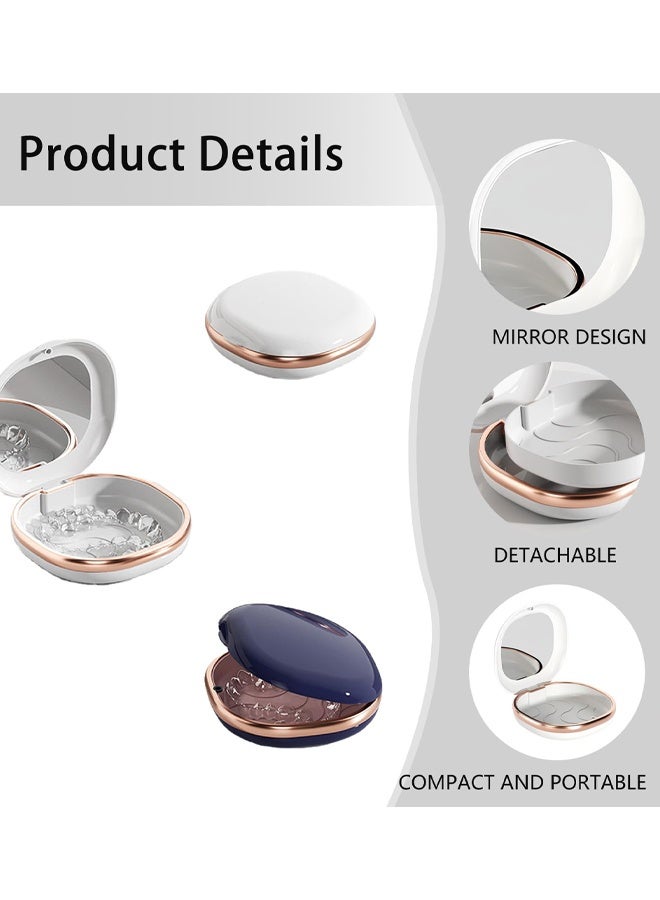 2 Pack Denture Pots With Lids, Retainer Case, Lightweight Denture Box For False Teeth With Mirror Travel Cases Braces Box For Night Guards Compact Travel Design Easy To Clean - Image 3