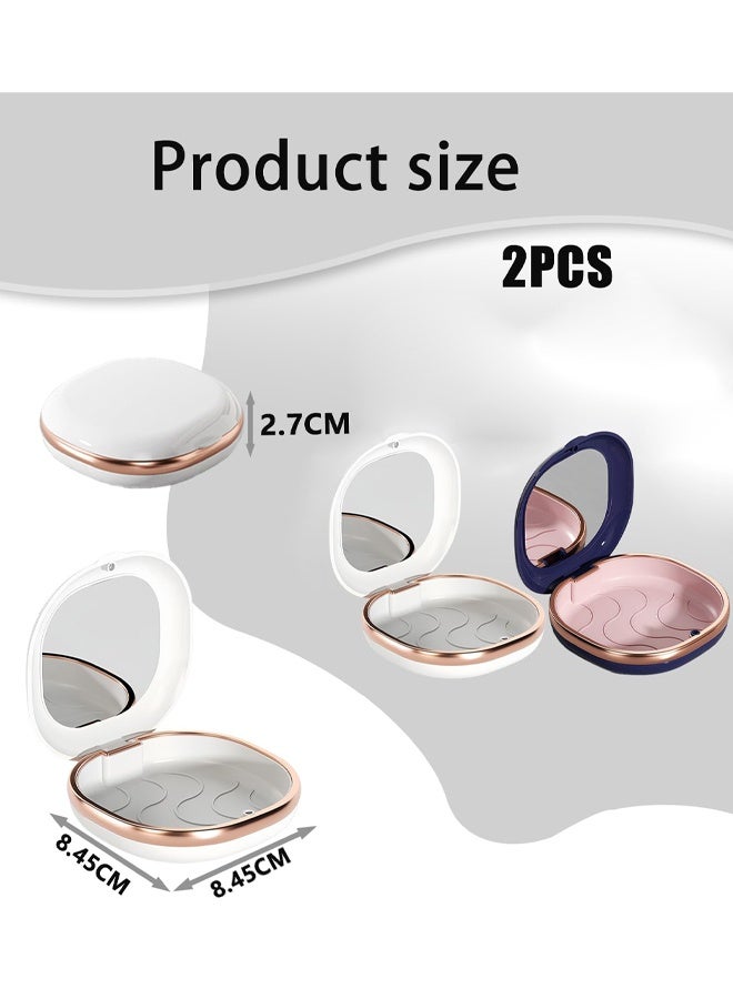2 Pack Denture Pots With Lids, Retainer Case, Lightweight Denture Box For False Teeth With Mirror Travel Cases Braces Box For Night Guards Compact Travel Design Easy To Clean - Image 2