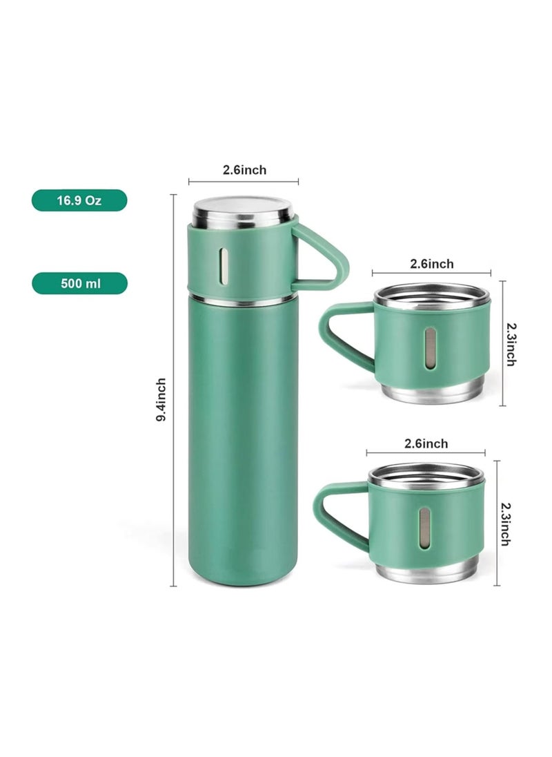 TIGER 500ml Stainless Steel Vacuum Thermos Flask with Silicone Handle – Insulated Water Set with 2 Stainless Steel Cups for Hot & Cold Drinks – Ideal for Outdoor Travel, Camping. Hiking | Gift Box Set (2 PACK) GREEN  - Image 4