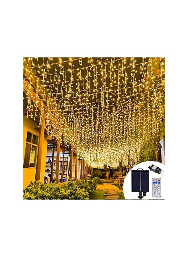 The Bros 16.4ft 256 LEDs Solar Icicle String Lights 8 Modes Waterproof Icicle Christmas Lights Outdoor Curtain Fairy Lights, Window Bedroom Wedding LED Waterfall Decorations Lights  - Image 2