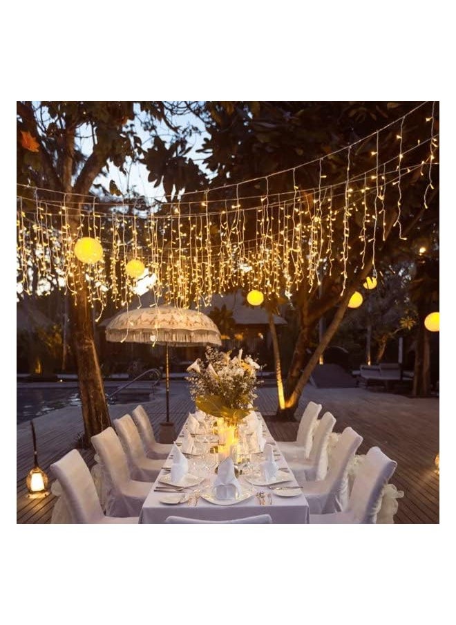 The Bros 16.4ft 256 LEDs Solar Icicle String Lights 8 Modes Waterproof Icicle Christmas Lights Outdoor Curtain Fairy Lights, Window Bedroom Wedding LED Waterfall Decorations Lights  - Image 3