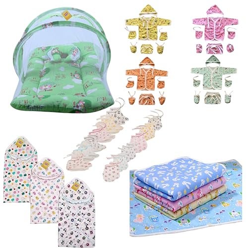 Infantbond 40 In 1 Baby Products All New Born Combo|Gift Set|Essentials|Hospital Kit|Clothes|Maternity Essentials|Infant Essentials|Baby Shower|Complete Daily Items Combo(0-6 Months) (Green Bear) - Image 1