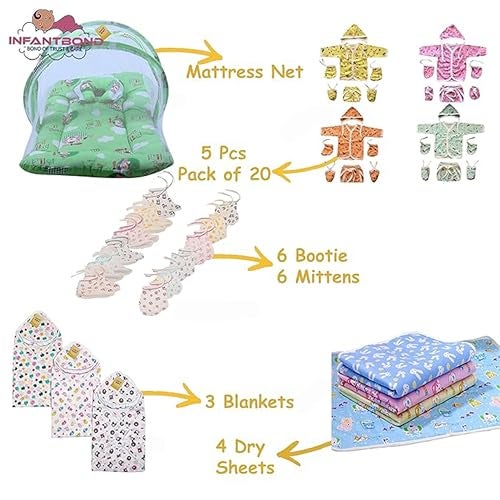 Infantbond 40 In 1 Baby Products All New Born Combo|Gift Set|Essentials|Hospital Kit|Clothes|Maternity Essentials|Infant Essentials|Baby Shower|Complete Daily Items Combo(0-6 Months) (Green Bear) - Image 2