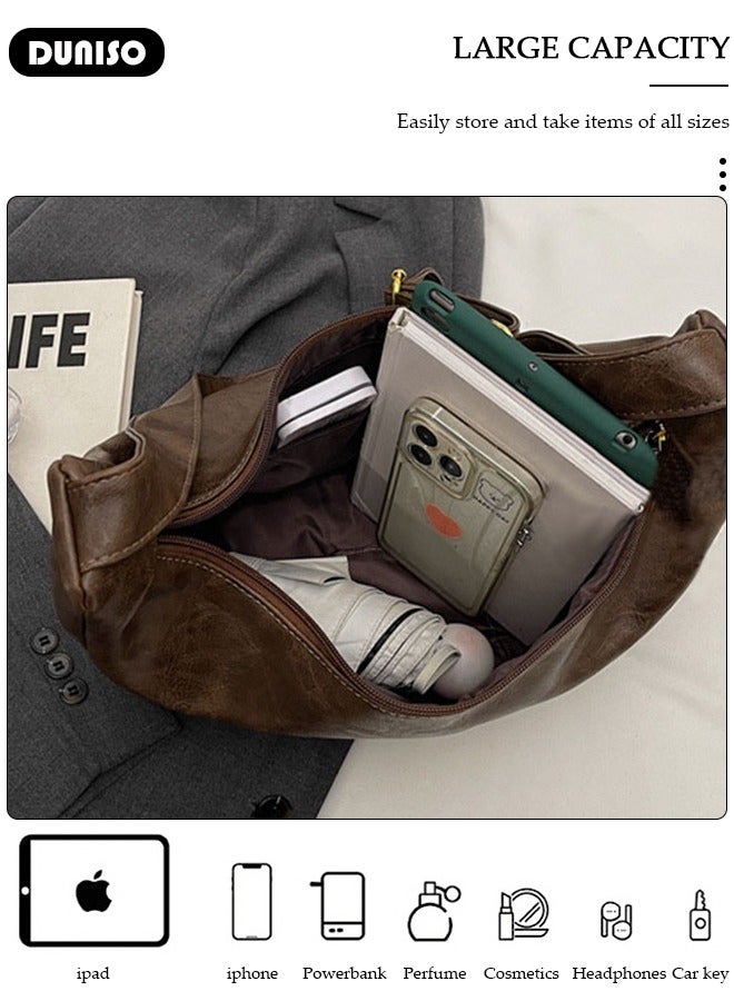 DUNISO Women's Shoulder Tote Bag Faux Leather Handbag for Women Large Capacity Messenger Fashionable Travel Crossbody Bag for Ladies Girls College Students - Image 2