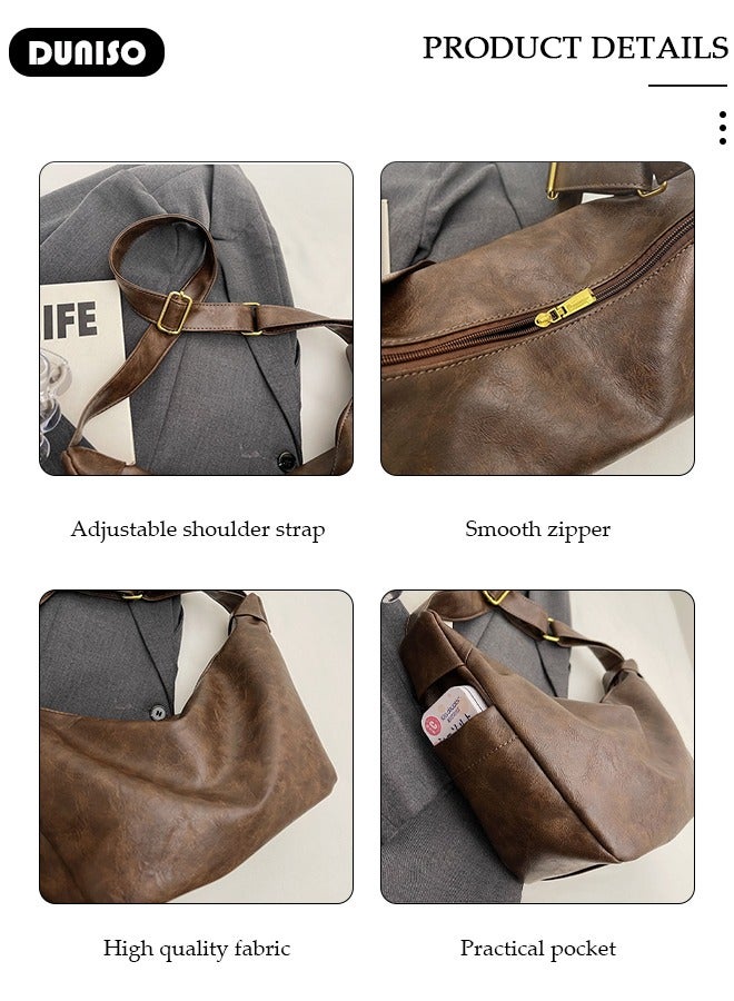 DUNISO Women's Shoulder Tote Bag Faux Leather Handbag for Women Large Capacity Messenger Fashionable Travel Crossbody Bag for Ladies Girls College Students - Image 5