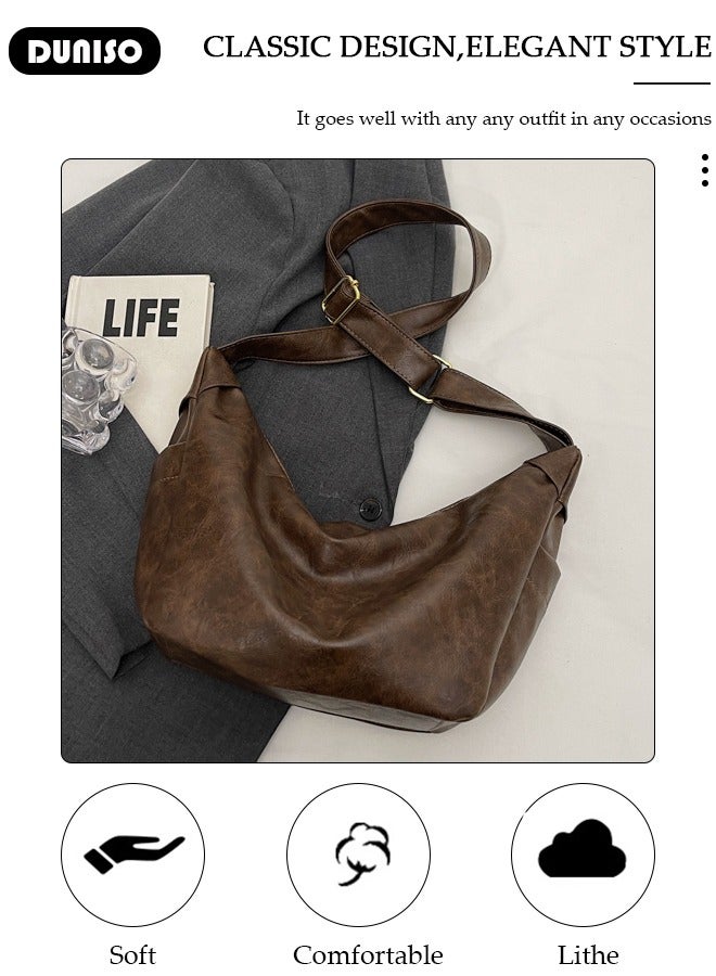 DUNISO Women's Shoulder Tote Bag Faux Leather Handbag for Women Large Capacity Messenger Fashionable Travel Crossbody Bag for Ladies Girls College Students - Image 3