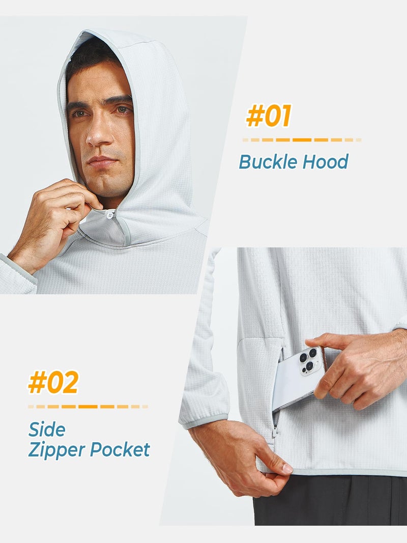 NORTHYARD Men's Running Hoodie Lightweight Fleece Workout Pullover Long Sleeve Cold Weather Hooded Sweatshirts Athletic Gym LIGHTGREY L - Image 5