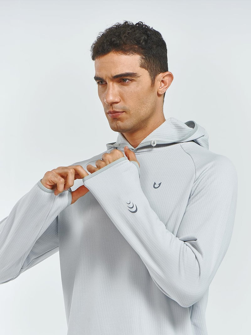 NORTHYARD Men's Running Hoodie Lightweight Fleece Workout Pullover Long Sleeve Cold Weather Hooded Sweatshirts Athletic Gym LIGHTGREY L - Image 3