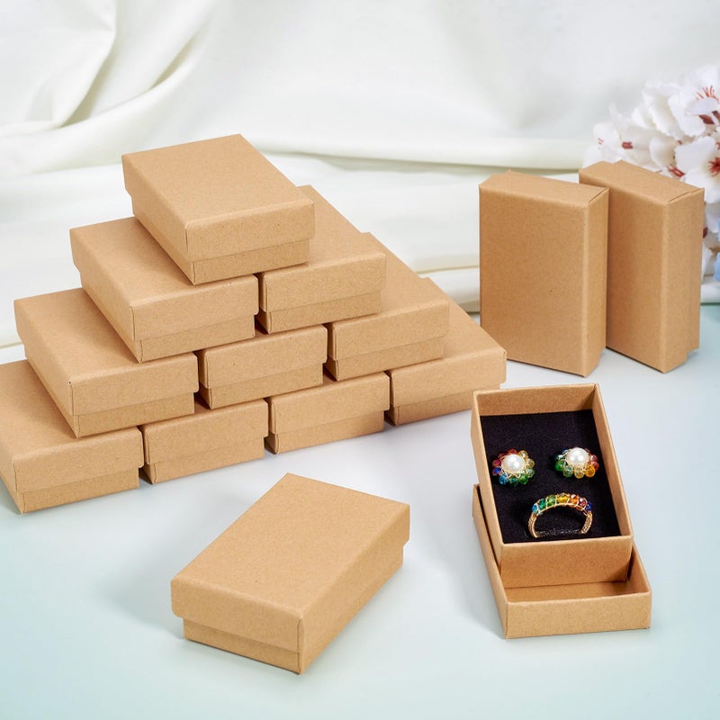Craftdady 24pcs Tan Jewelry Gift Boxes 3 x 2 x 1 Inch Small Gift Boxes Cardboard Necklace Boxes Earring Pendants Boxes Rectangle Sponge Ring Boxes for Bracelet Jewelry Display - Image 4