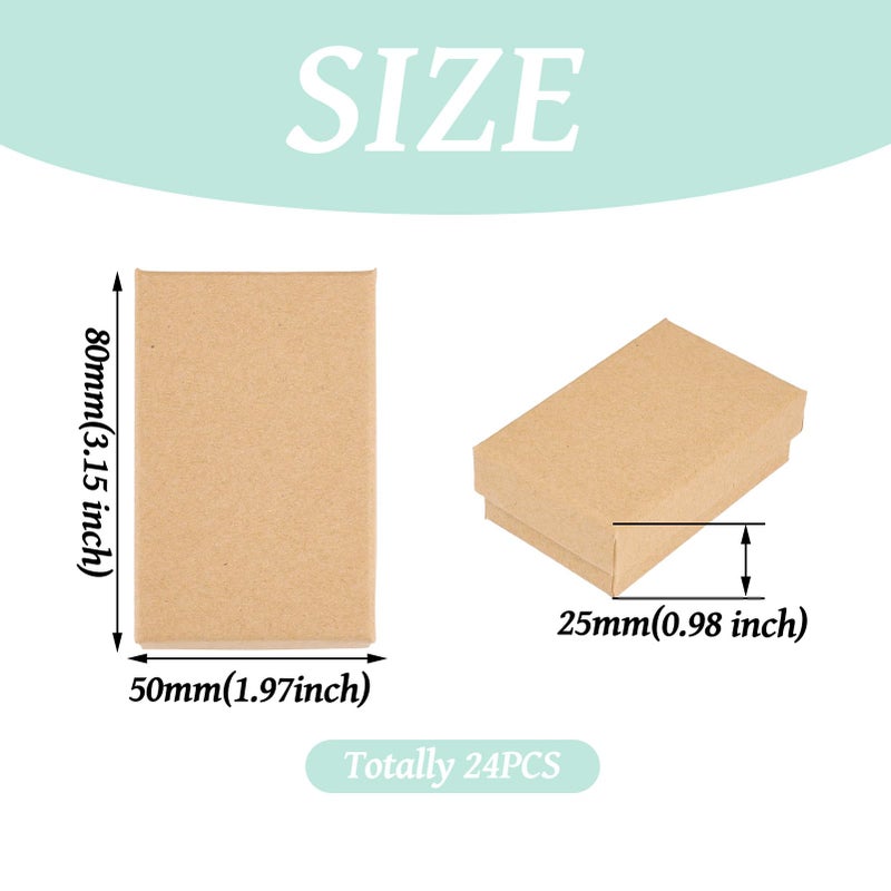 Craftdady 24pcs Tan Jewelry Gift Boxes 3 x 2 x 1 Inch Small Gift Boxes Cardboard Necklace Boxes Earring Pendants Boxes Rectangle Sponge Ring Boxes for Bracelet Jewelry Display - Image 2