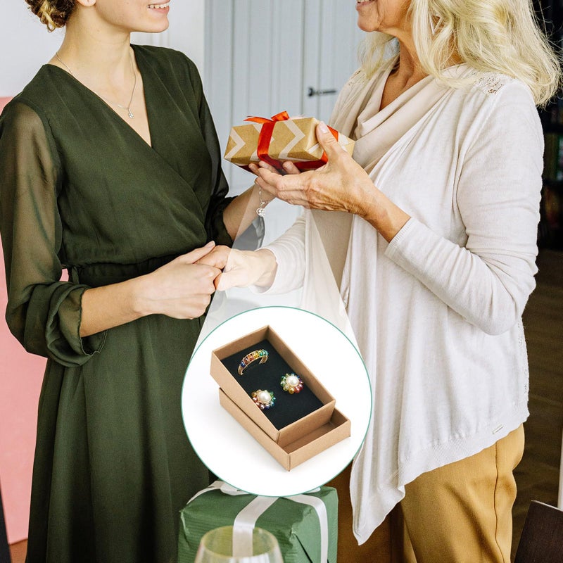 Craftdady 24pcs Tan Jewelry Gift Boxes 3 x 2 x 1 Inch Small Gift Boxes Cardboard Necklace Boxes Earring Pendants Boxes Rectangle Sponge Ring Boxes for Bracelet Jewelry Display - Image 5
