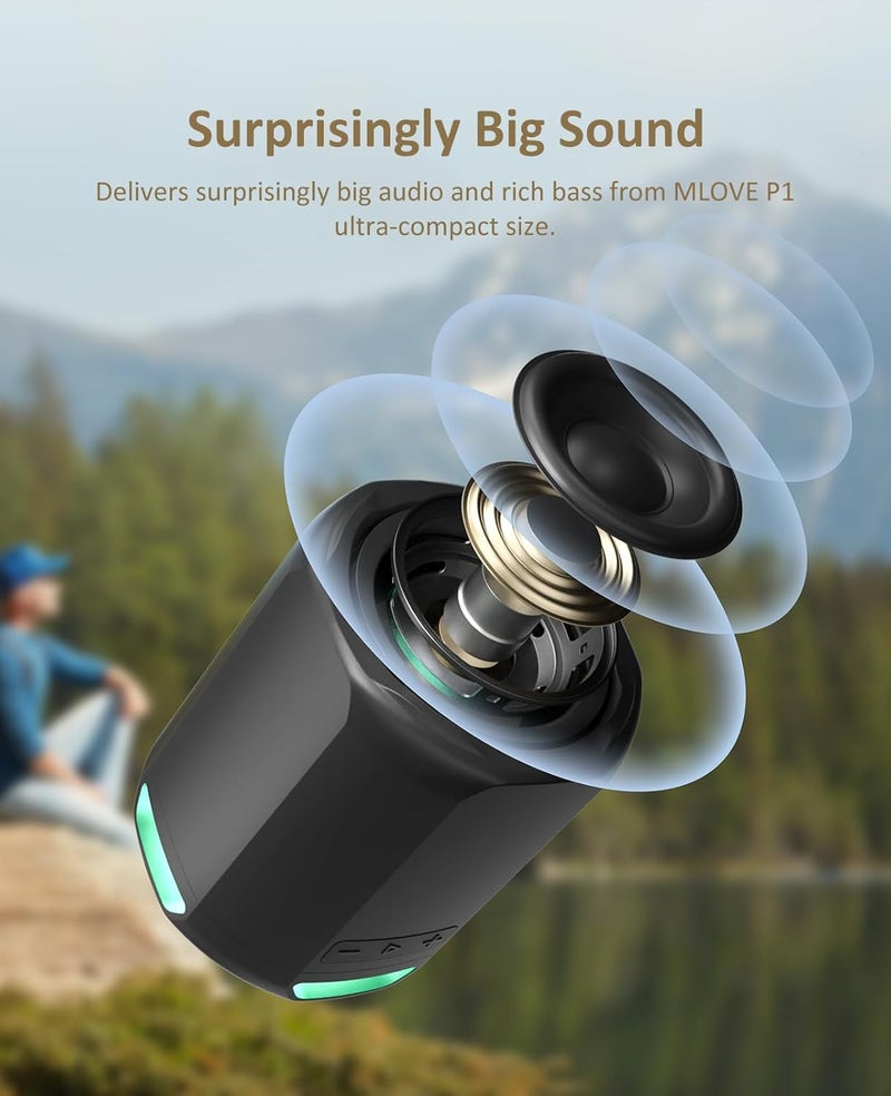 MLOVE P1 Portable Bluetooth Speaker 12 Watts Music Box with Powerful Sound and Colourful Lights 12 Hours Playtime Waterproof Dustproof TWS for Party - Image 2