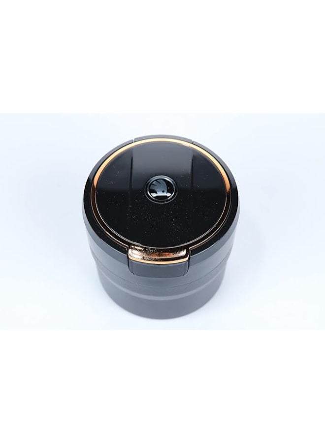 Adjustable Smokeless Car Ashtray with Lid Smell Proof with LED Light with All,ceramic Interior , Cup holder size , Detachable and Portable, Skoda , Black and Silver - Image 1