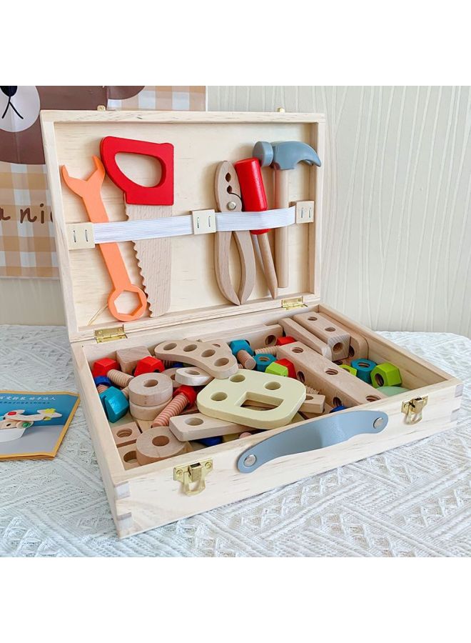 Toolbox Children's Early Education Building Blocks 2-year-old Baby 3-year-old Boy Screw Screw Combination Disassembly And Suit Educational Toys-Color:# 1264 Wooden Box + Elephant Whack-a-mole Toy  - Image 5