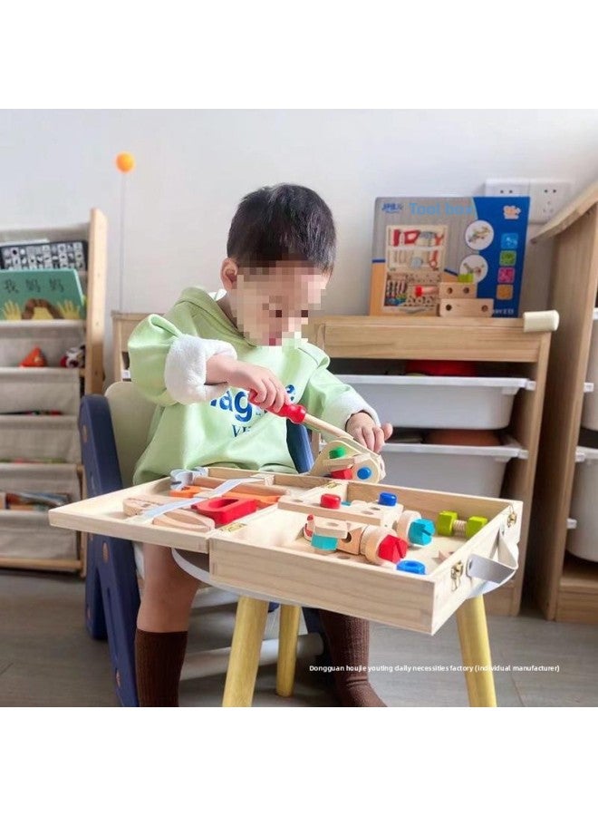 Toolbox Children's Early Education Building Blocks 2-year-old Baby 3-year-old Boy Screw Screw Combination Disassembly And Suit Educational Toys-Color:# 1264 Wooden Box + Elephant Whack-a-mole Toy  - Image 2