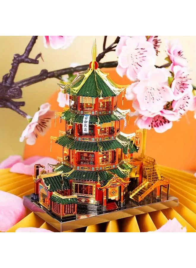Yihong Yuan 3D Metal Puzzle Traditional Chinese Architecture DIY Model Kit - Image 1