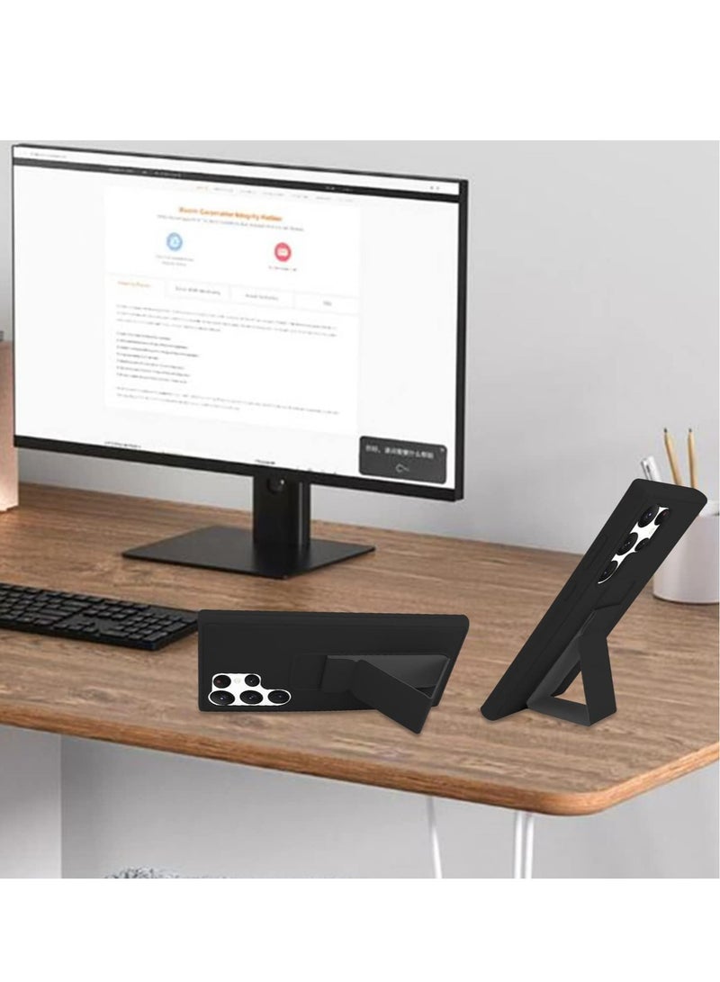 ELTRAZONE حافظة سامسونج جالاكسي S23 ألترا مع حامل غير قابلة للانزلاق ومقاومة للخدوش والصدمات حافظة سامسونج S23 ألترا مع حامل مغناطيسي، غطاء واقي حافظة سيليكون لهاتف جالاكسي S23 ألترا باللون الأسود - Image 5