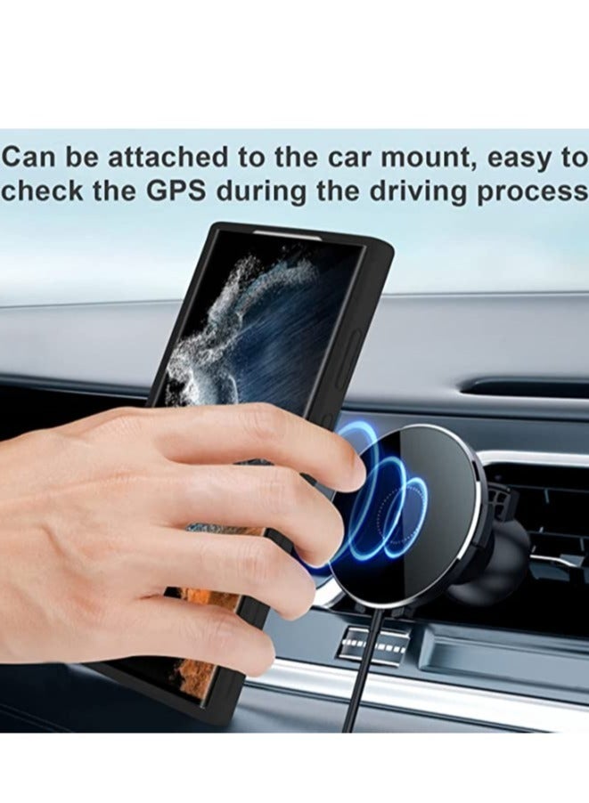 ELTRAZONE حافظة سامسونج جالاكسي S23 ألترا مع حامل غير قابلة للانزلاق ومقاومة للخدوش والصدمات حافظة سامسونج S23 ألترا مع حامل مغناطيسي، غطاء واقي حافظة سيليكون لهاتف جالاكسي S23 ألترا باللون الأسود - Image 4