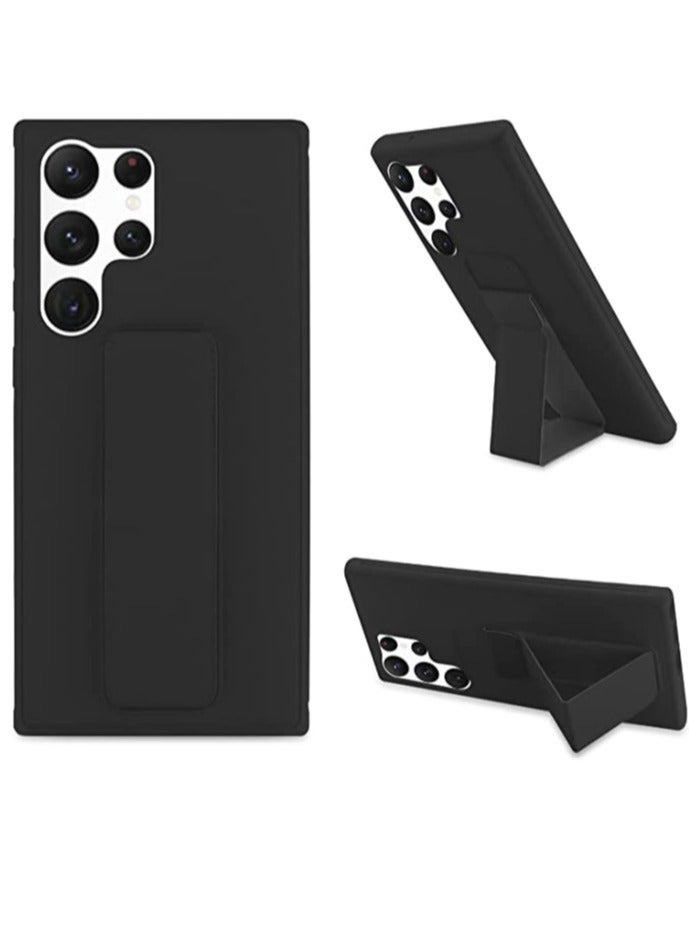 ELTRAZONE حافظة سامسونج جالاكسي S23 ألترا مع حامل غير قابلة للانزلاق ومقاومة للخدوش والصدمات حافظة سامسونج S23 ألترا مع حامل مغناطيسي، غطاء واقي حافظة سيليكون لهاتف جالاكسي S23 ألترا باللون الأسود - Image 1