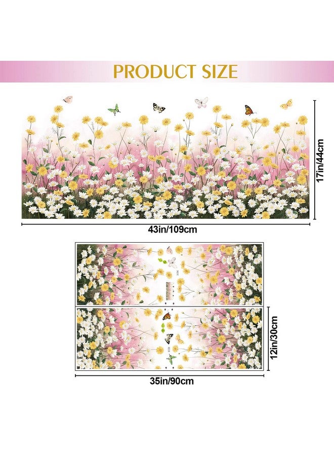 LiveGallery 2 Sheets Yellow Daisies Flowers Wall Decals Small Fresh White Chrysanthemum Wall Stickers Pink Gypsophila Wall Art Murals For Baby Kids Girls Bedroom Living Room Corners Skirting Lines Waist Lines  - Image 2