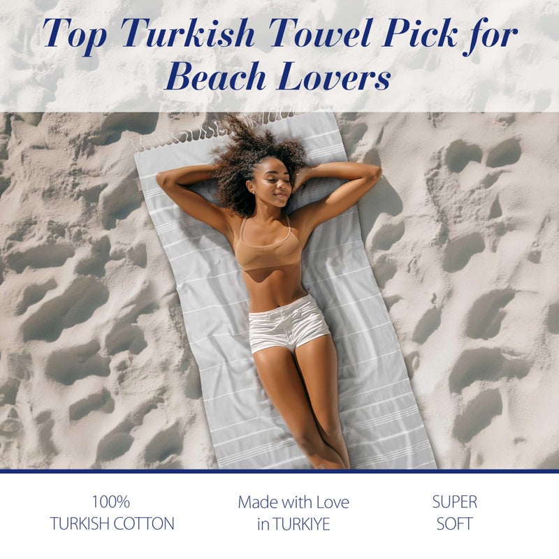 Cacala Lightweight and Thin Turkish Beach Towel 100% Cotton Sand-Free and Quick-Drying Goodness Perfect as an Extra Large Travel Towel, Beach Accessory, or Gift for Beach Lovers, 37 x 70 - Image 3