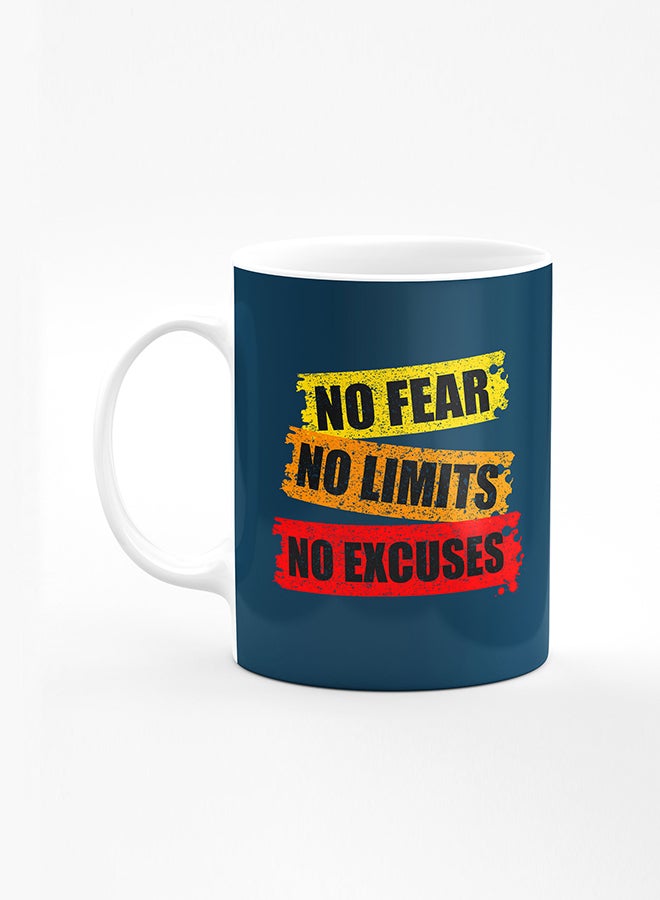 Stylizedd Designer Printed Coffee Mug with Heavy Duty Handle 11oz Ceramic Personalised Gift Mugs Cup [Microwave Safe & Dishwasher Proof] - No Fear Limits Excuses - Image 1