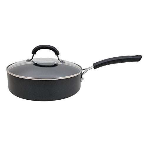 Circulon Origins Hard Anodised Aluminium Non Stick Sautepan with Lid | Non Stick Frying Pan Big Size, Gas and Induction Compatible, 24cm, Black - Image 1