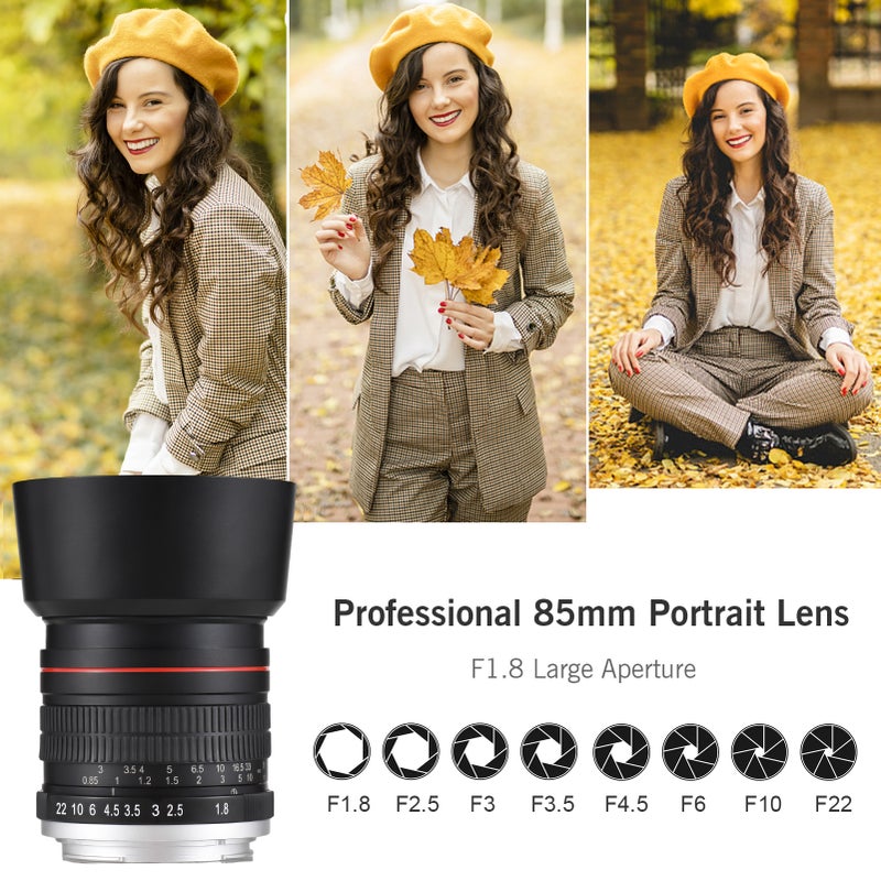 85mm Fixed Focus Camera Lens F1.8 Large Aperture Manual Focus with EF Mount 7 Groups 10 Elements Compatible with Canon EOS Rebel T8i T7i T6 T3i T2i 4000D 2000D 1300D 850D 800D 600D 550D 90D 80D 77D - Image 5