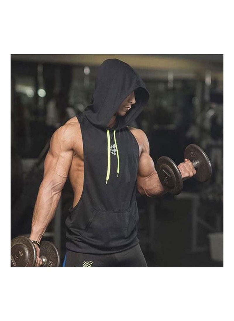 SYOSI - Mens Sleeveless Hoodie Quick Dry Gym Wear Muscle Hoodie Vest Workout Vest Gym Bodybuilding Clothing Lifting Tank Tops Moisture Wicking Clothes Bodybuilding Apparel Running Hooded Vest for Men - Image 1