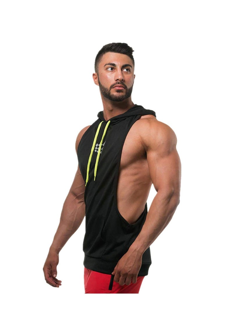 SYOSI - Mens Sleeveless Hoodie Quick Dry Gym Wear Muscle Hoodie Vest Workout Vest Gym Bodybuilding Clothing Lifting Tank Tops Moisture Wicking Clothes Bodybuilding Apparel Running Hooded Vest for Men - Image 1