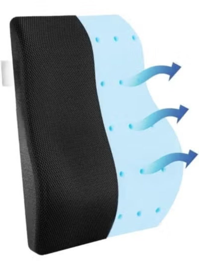 Orthopedic Lumbar Support Cushion with Gel Memory Foam, Back Support Pillow for Office Chair and Car Seat, Ergonomic Backrest with Adjustable Strap and Breathable Cover - Image 1