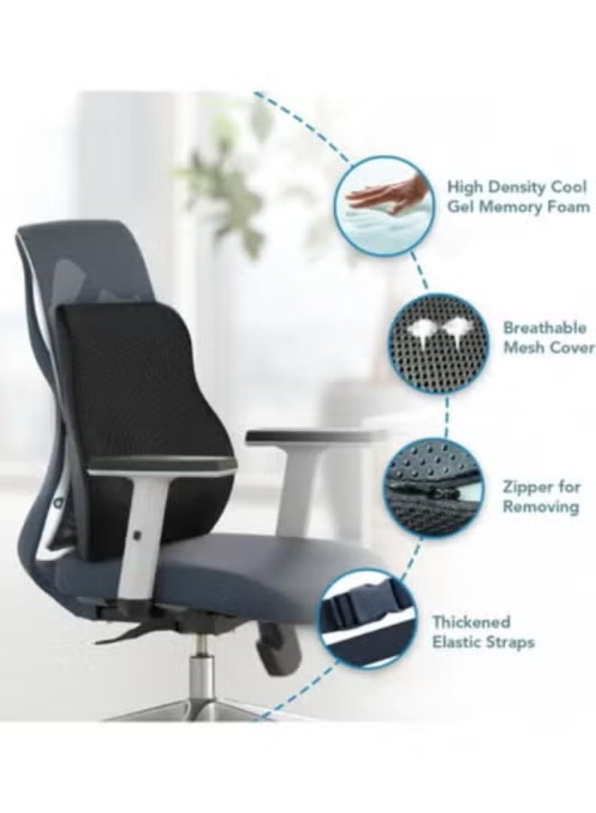 Orthopedic Lumbar Support Cushion with Gel Memory Foam, Back Support Pillow for Office Chair and Car Seat, Ergonomic Backrest with Adjustable Strap and Breathable Cover - Image 4