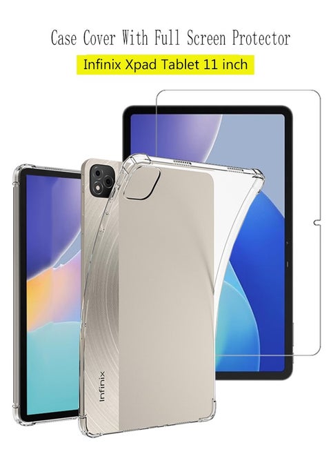 2 in 1 Infinix Xpad Tablet 11 inch Protection Pack - Ultra Clear Shockproof Case & Edge-to-Edge Screen Protector, 360 Degree Protection, Back Cover & Screen Protector for Infinix Xpad Tablet 11 inch