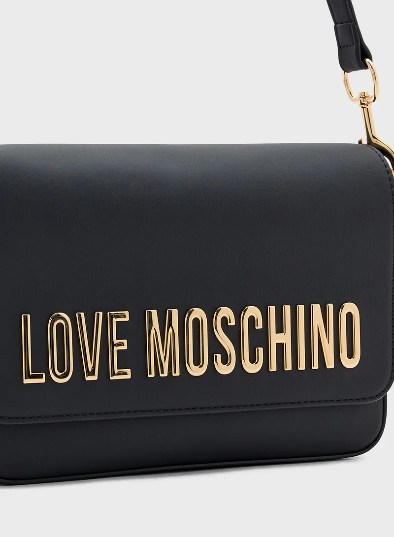 لوف موسكينو Logo Detailed Flap Over Crossbody