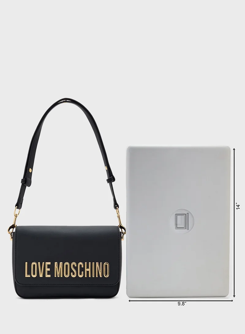 لوف موسكينو Logo Detailed Flap Over Crossbody
