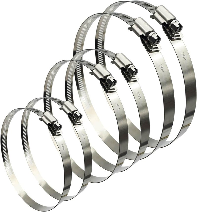 EesTeck 6 Pieces Adjustable 304 Stainless Steel Worm Gear Hose Clamps Water Pipe Clamps Assortment Kit Duct Clamps Pipe Clamp worm drive hose clamps (4" 5” 6") - Image 1