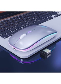 iMICE  E-1300 4 Keys 1600DPI Luminous Wireless Silent Desktop Notebook Mini Mouse, Style:Charging Luminous Edition(Silver)