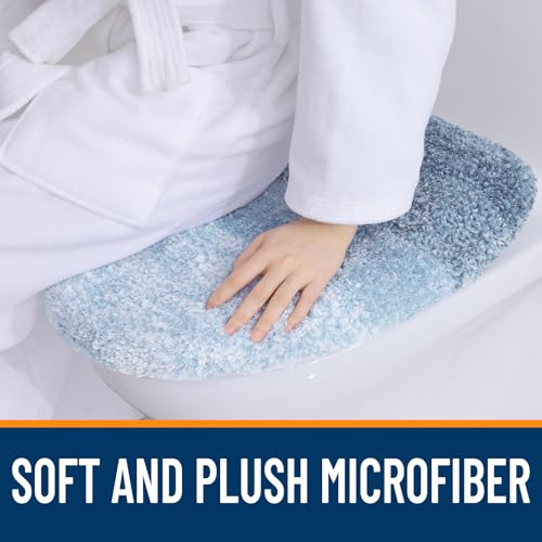 OLANLY Soft Microfiber Bathroom Toilet Lid Cover Machine Washable Covers 175x15 Stays in Place Rubber Backing Fits Most Round Elongated and Oblong Lids Accessories Decor Blue - Image 3
