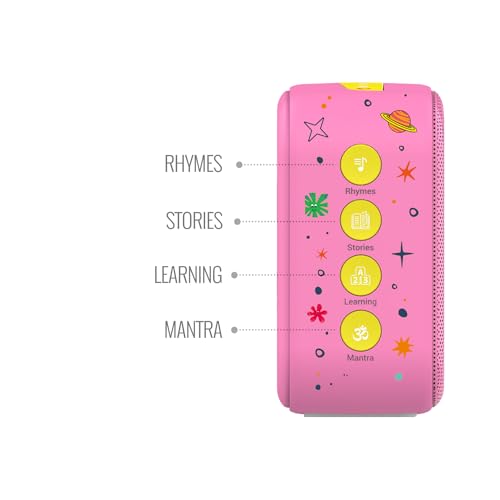 Carvaan Saregama Carvaan Mini Kids with Wireless Mic - 300+ Pre-Loaded Stories, Rhymes, Learnings and Mantras with Rechargeable Battery/Bluetooth/USB/Aux in-Out/Play in Loop - Baby Pink - Image 4