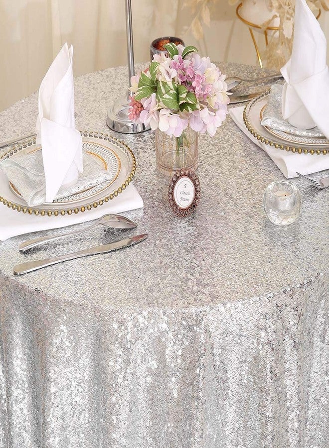 SquarePie Sequin Tablecloth Round Silver 72 Inch Sparkly Table Linen for Wedding Birthday Party Christmas - Image 5
