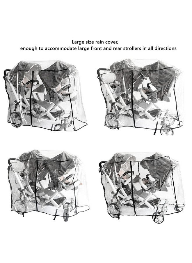 Ezkindheit Double Stroller Rain Cover,Rain Cover for Double Tandem Stroller,Big Size Universal Rain and Wind Cover - Image 3