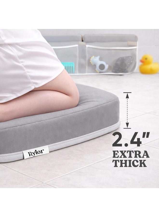 Rylor Baby Bath Kneeler & Elbow Rest Pad - Extra Thick Foam Cushion for Bathing Infants & Toddlers - Non-Slip, Comfortable Support (Gray) - Image 2