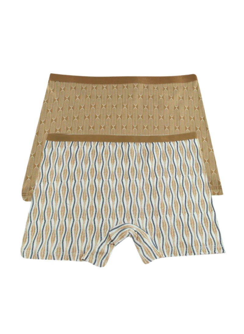 Milk Pack Of 2 Printed Cotton Hot Short Panties For Women  - Image 2