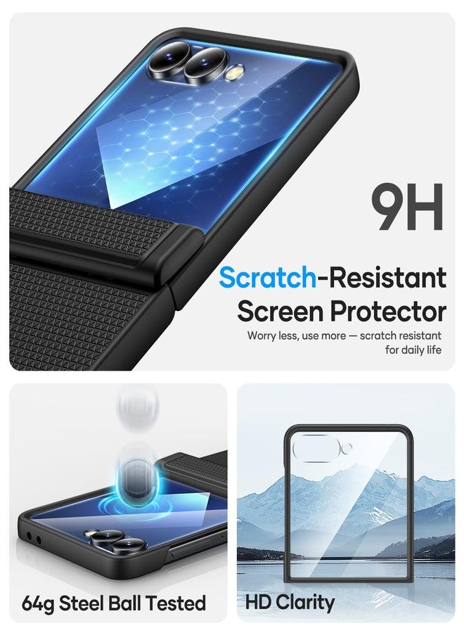 Vihibii for Samsung Galaxy Z Flip 7 Case with Outer Screen Protector & Rugged Hinge Protection & Non-Slip Texture, Shockproof Sturdy Full Body Phone Cover Case for Samsung Galaxy Z Flip 7 2025, Black - Image 5