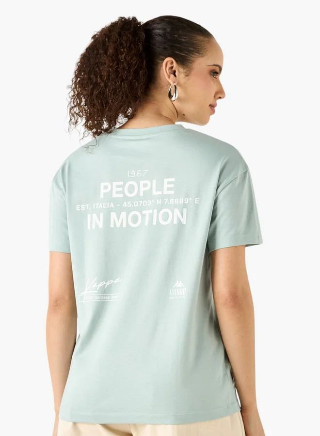 كابا تيشيرت كابا مطبوع بياقة دائرية وأكمام قصيرة