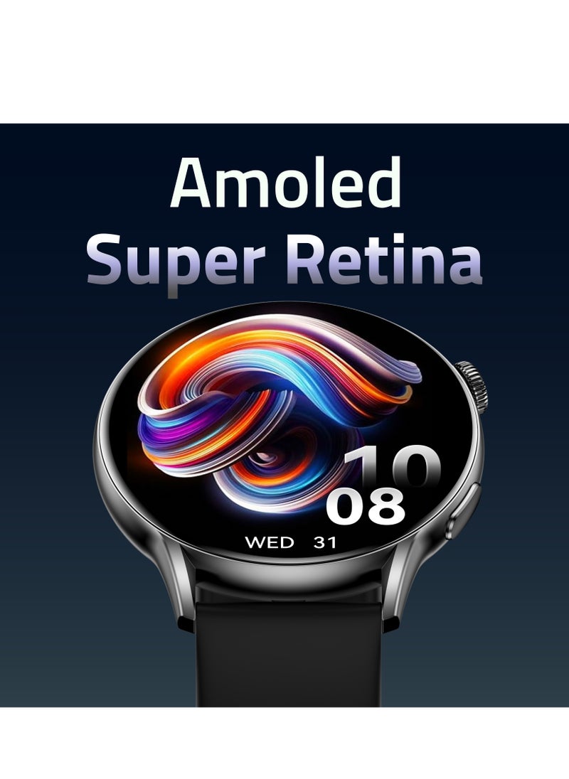 كاردو - سمارت واتش X أوربيت – شاشة AMOLED بحجم 1.6 إنش – تتبع نبض القلب والنوم والأكسجين – مكالمات بلوتوث – مساعد ذكي – أكثر من 100 شكل للساعة – مقاومة للمياه IP68 – متوافقة مع Android و iOS - Image 1