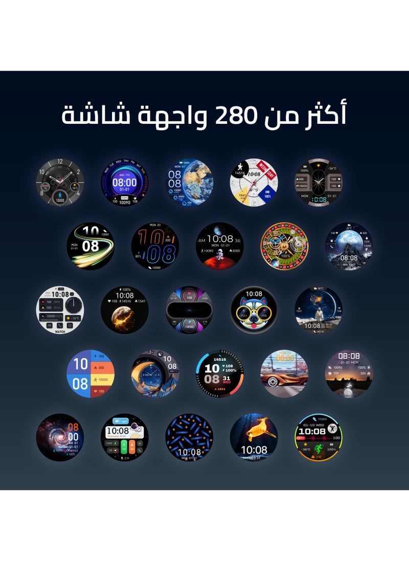 كاردو - سمارت واتش X أوربيت – شاشة AMOLED بحجم 1.6 إنش – تتبع نبض القلب والنوم والأكسجين – مكالمات بلوتوث – مساعد ذكي – أكثر من 100 شكل للساعة – مقاومة للمياه IP68 – متوافقة مع Android و iOS - Image 1