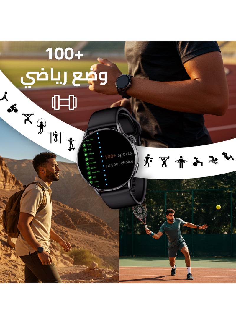 كاردو - سمارت واتش X أوربيت – شاشة AMOLED بحجم 1.6 إنش – تتبع نبض القلب والنوم والأكسجين – مكالمات بلوتوث – مساعد ذكي – أكثر من 100 شكل للساعة – مقاومة للمياه IP68 – متوافقة مع Android و iOS - Image 1