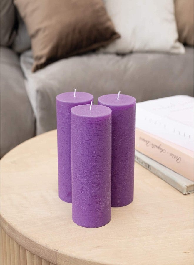FIRSTROW First Row Aromatic Fables Scented Pillar Candle Set of 3 | Decorative Rustic Candles Natural Scented and No Drip Candles | Ideal for Wedding, Home Decor and Gifting (6x2.25 inch, Purple) - Image 4